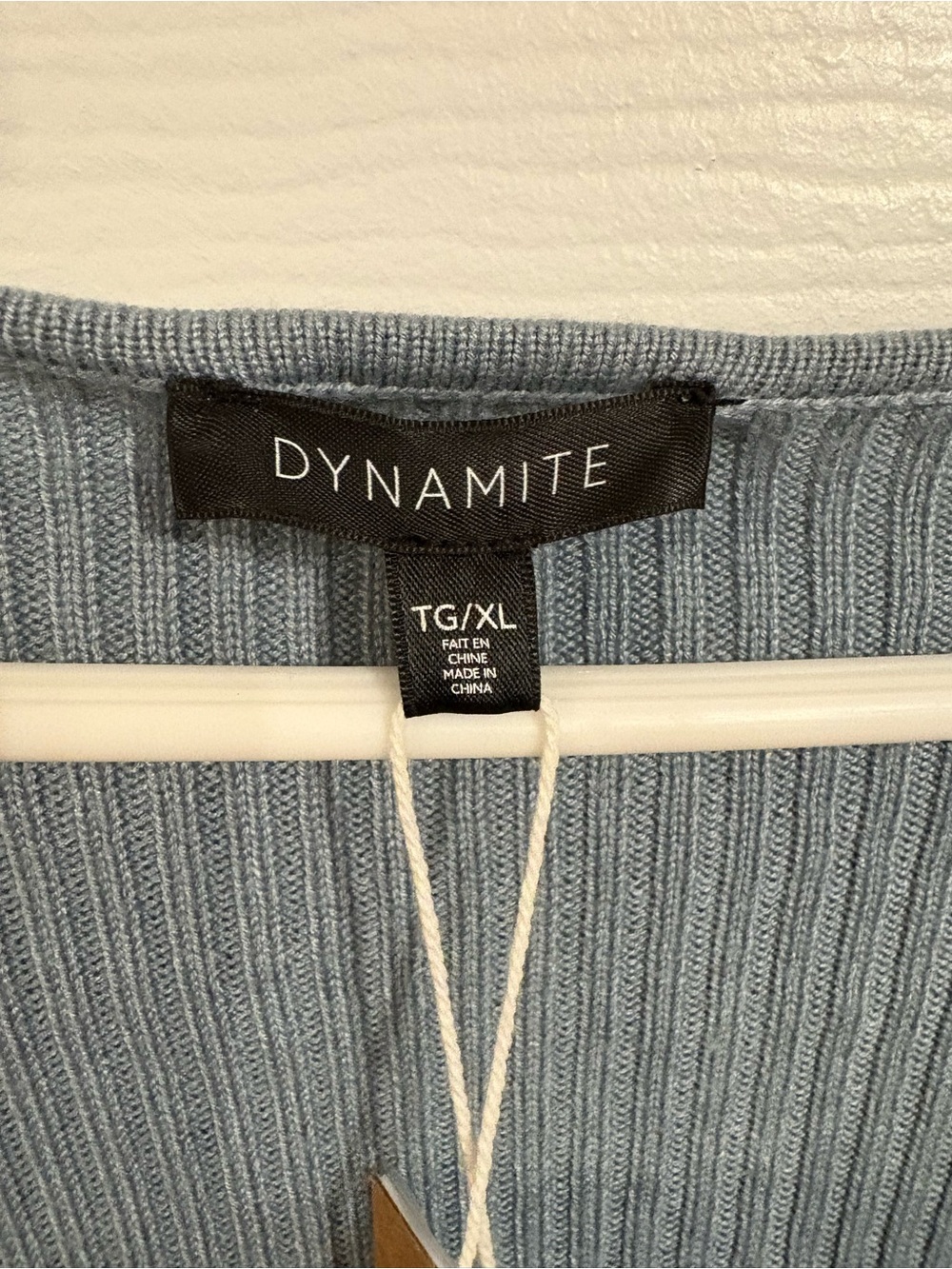 Dynamite Light Blue Ribbed V-Neck Button Cardigan - Picture 3 of 4